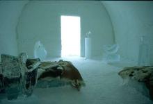 A bedroom at the Ice Hotel